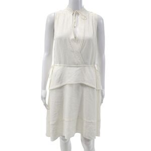 Derek Lam 10 Crosby Women Shirt Dress White Sleeveless Midi Size M